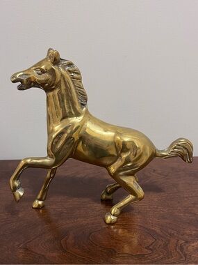 Brass Horse Figurine - Gold Decorative Sculpture Mid Century Modern